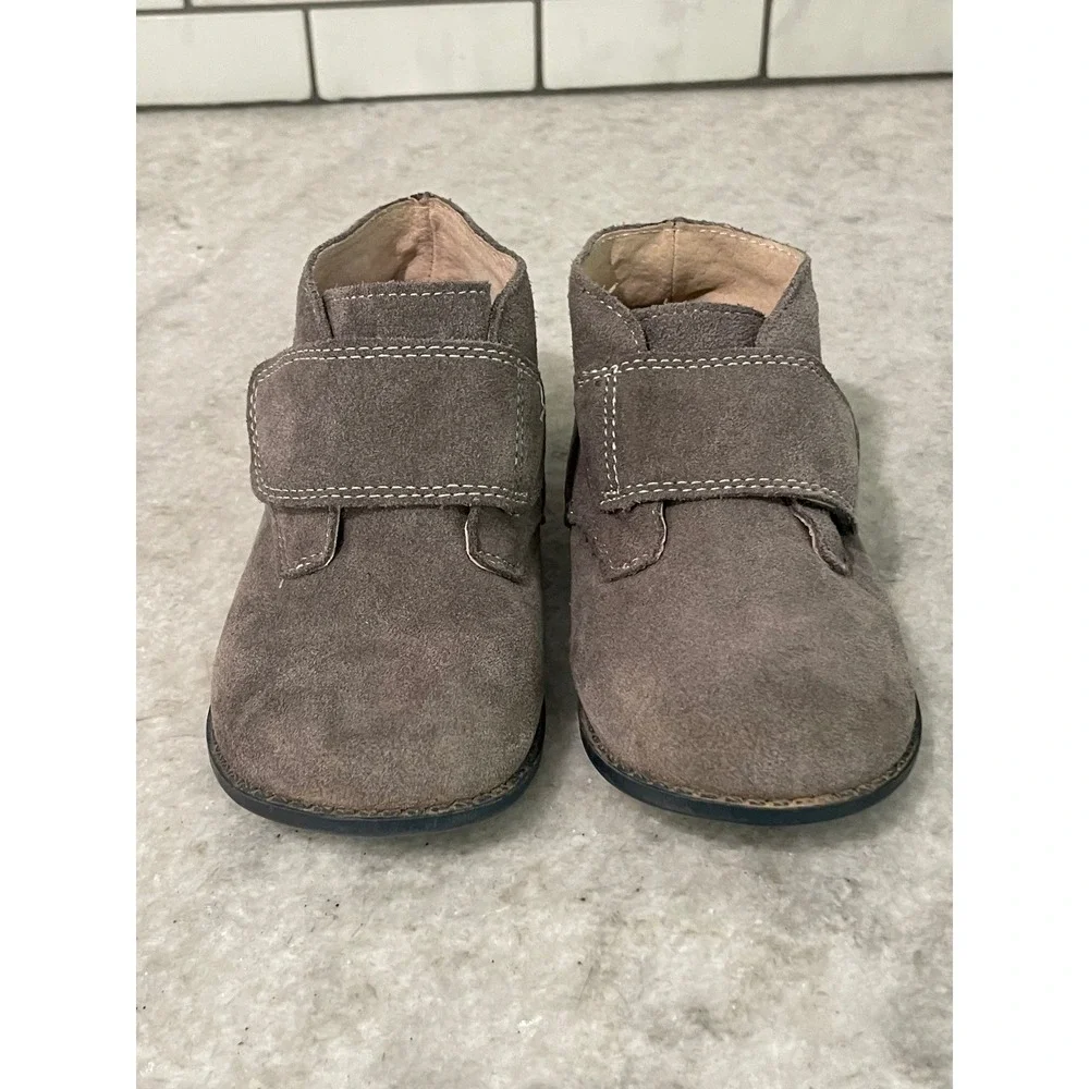 Livie & Luca Boots Kids 11 Grey Suede Chukka Hook Loop Strap Leather